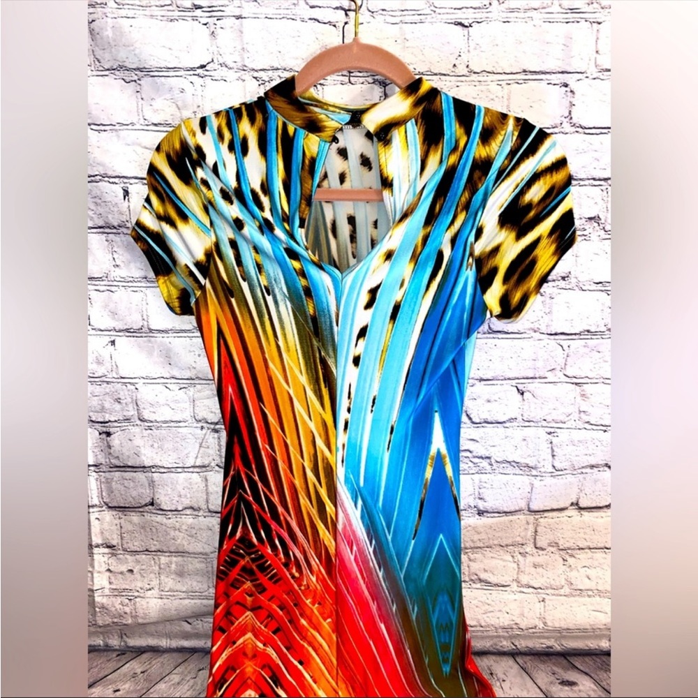Fashion Nova Gorgeous Colorful Leopard Print sexy midi Dress - Picture 3 of 6